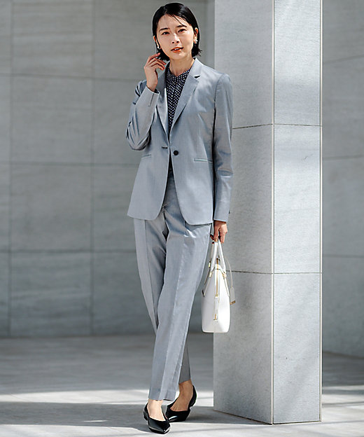 セットアップ対応／洗える】グロッシーコットンシャンブレー