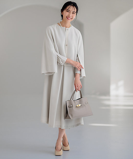 VERYコラボ 】トリアセ ダブルジョーゼット ノーカラージャケット