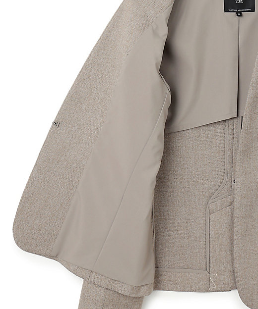 洗える】ウールライクカルゼ ノーカラージャケット