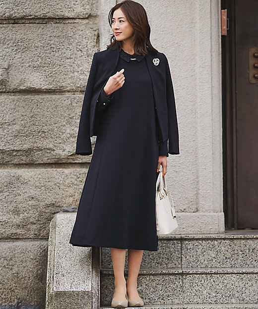 セットアップ対応／洗える】トリアセダブルジョーゼット ノーカラー