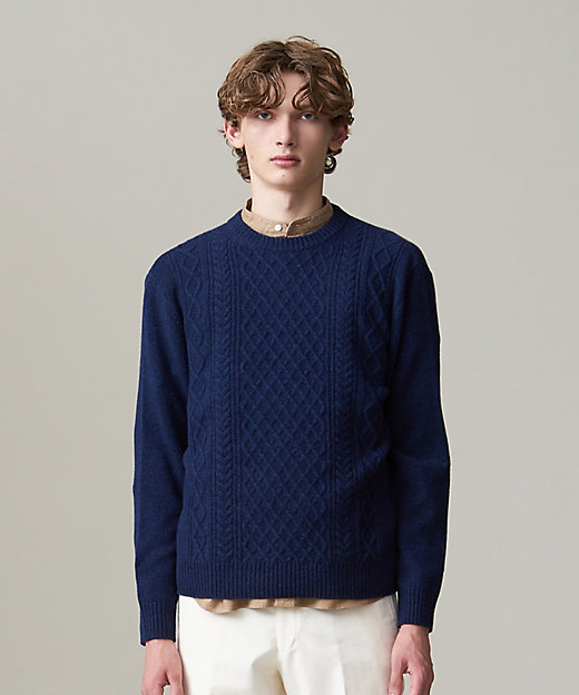 Cash Lamb's wool】ケーブルニット ／ クルー