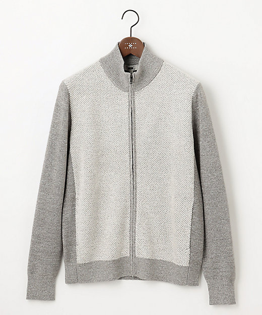 イタリア糸使用／洗える】メリノブレンドモール ジップ ニット