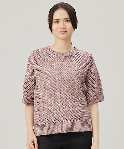 洗える】カラーミックスメッシュリネン ニット（KRW7GM0360