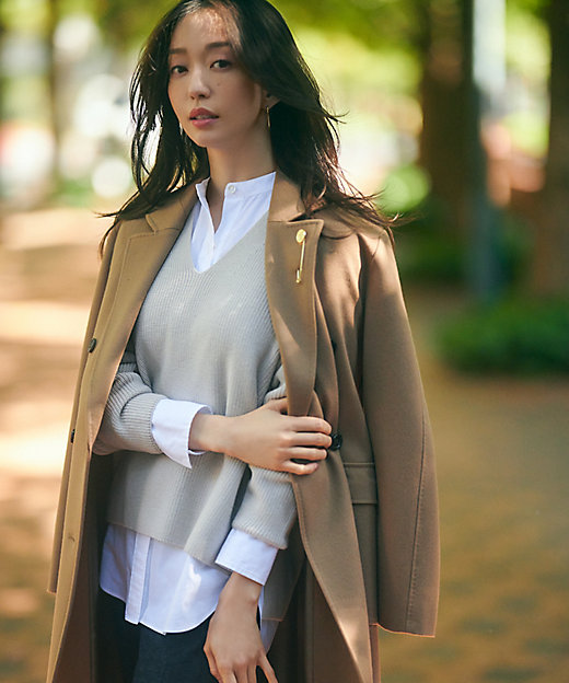 洗える】ウールミドルゲージ Vネック ニット（KRWOSW0553