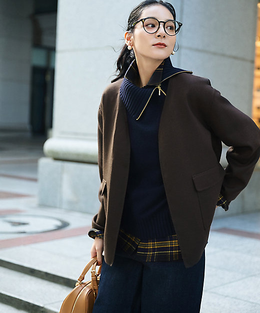 ボイルドウールコンビ ジップ タートルニット（KRWWGW0562