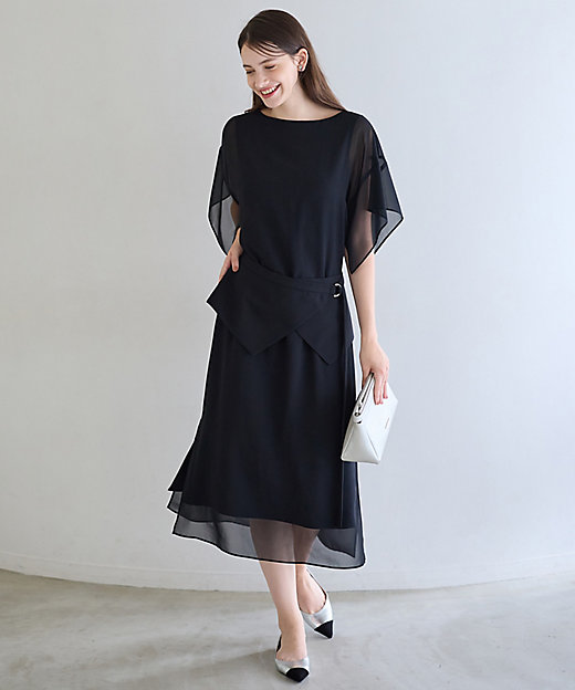 APPLAUDIR】シフォンジョーゼット コンビドレス