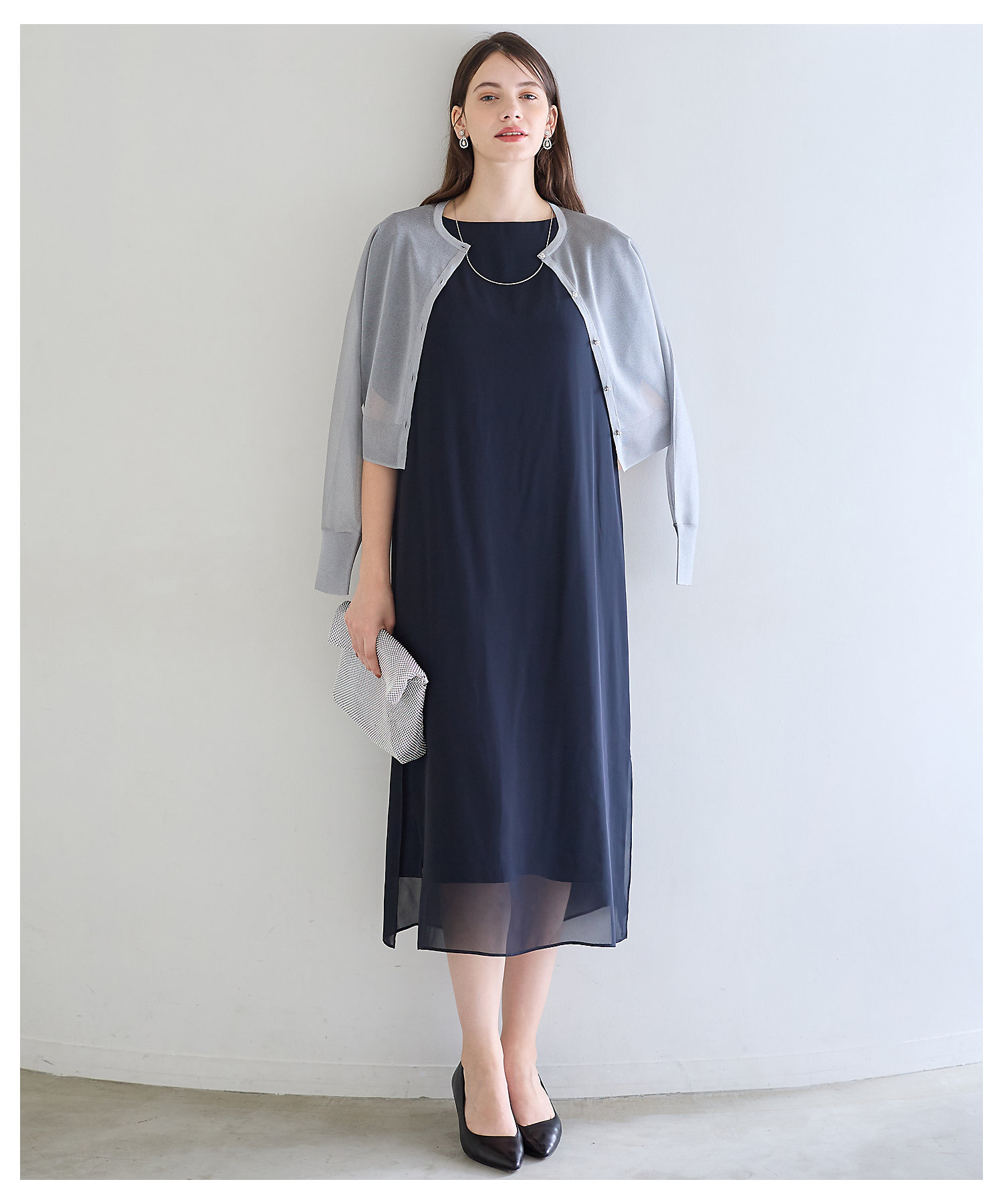 APPLAUDIR】シフォンジョーゼット コンビドレス