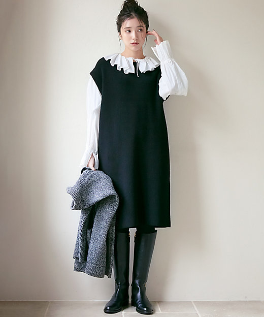 SLOW／一部店舗限定】ニットトータル スリーブレス ワンピース