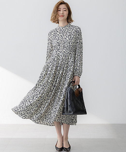 洗える】シャドーリーフプリント ワンピース（OPWSGM0305