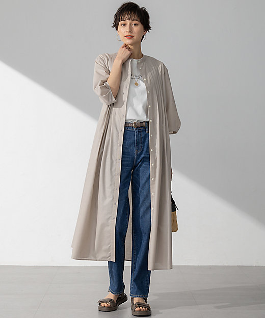 洗える】ラスターローン フロントタック ワンピース