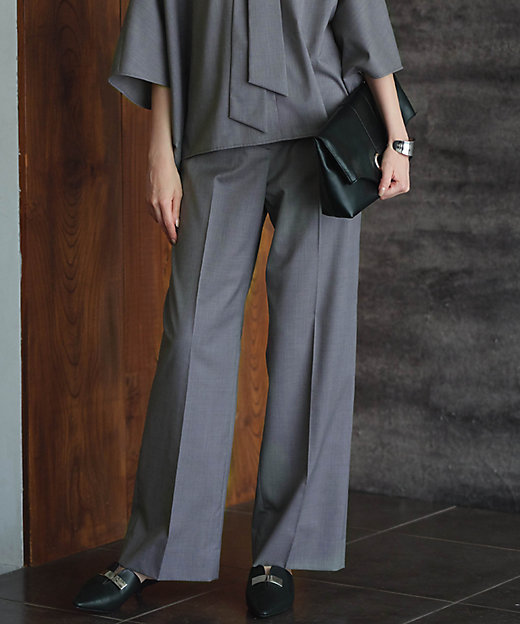 洗える】T／Wブロード ワイドストレートパンツ