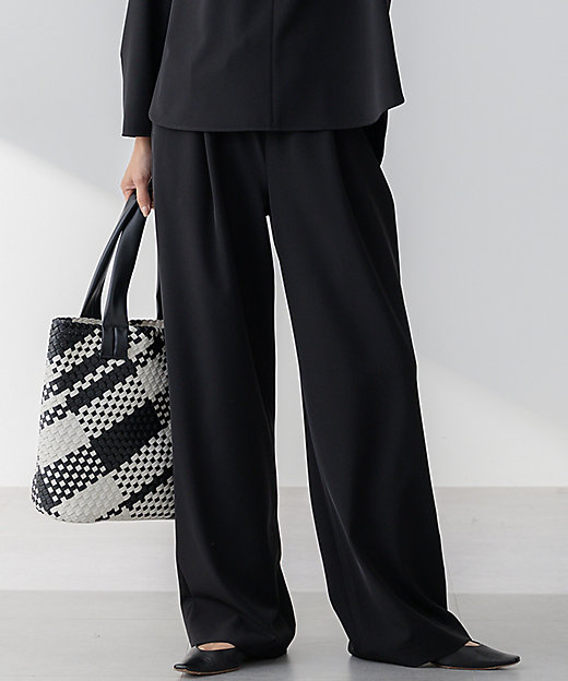 セットアップ対応／洗える】2WAYストレッチツイル ワイドパンツ