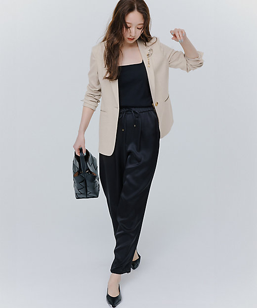 洗える】ドレープサテン 2WAY ドロスト パンツ