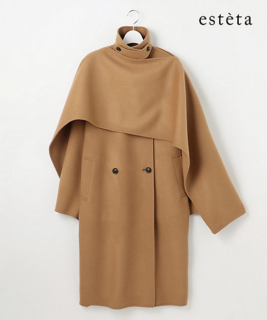 エステータ】ウールリバー ケープ付き コート（SCH6GW0942