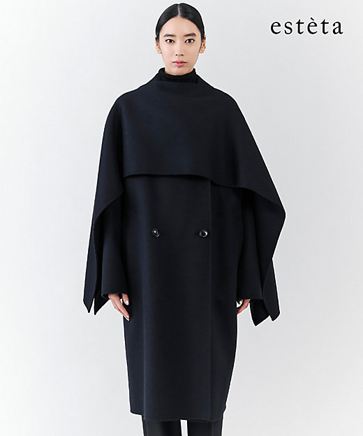 エステータ】ウールリバー ケープ付き コート（SCH8GW0942