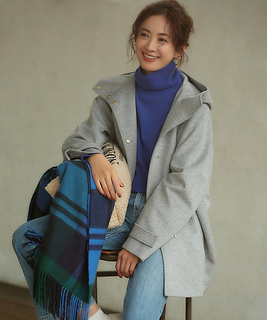 ウールカシミヤビーバー フード付き ショートコート