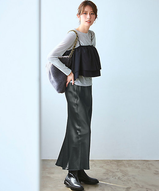 洗える】テクスチャーサテン ナロー スカート（SKWOGA0209