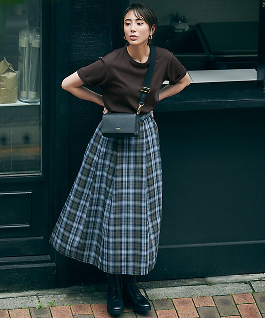 洗える】ナイロンチェックタフタ タックスカート