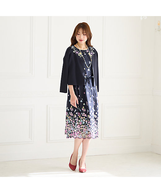 吹き上げフラワー刺繍ワンピース（51011504） | Rose Tiara