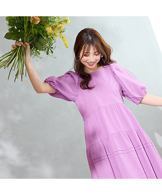 接触冷感／コットン100％／イージケア】ミラクルウェーブワンピース