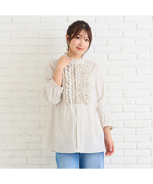 シワになりにくい】フリルブラウス（51032605） | Rose Tiara