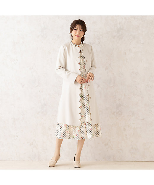 ダブルクロスノーカラーコート（51101501） | Rose Tiara