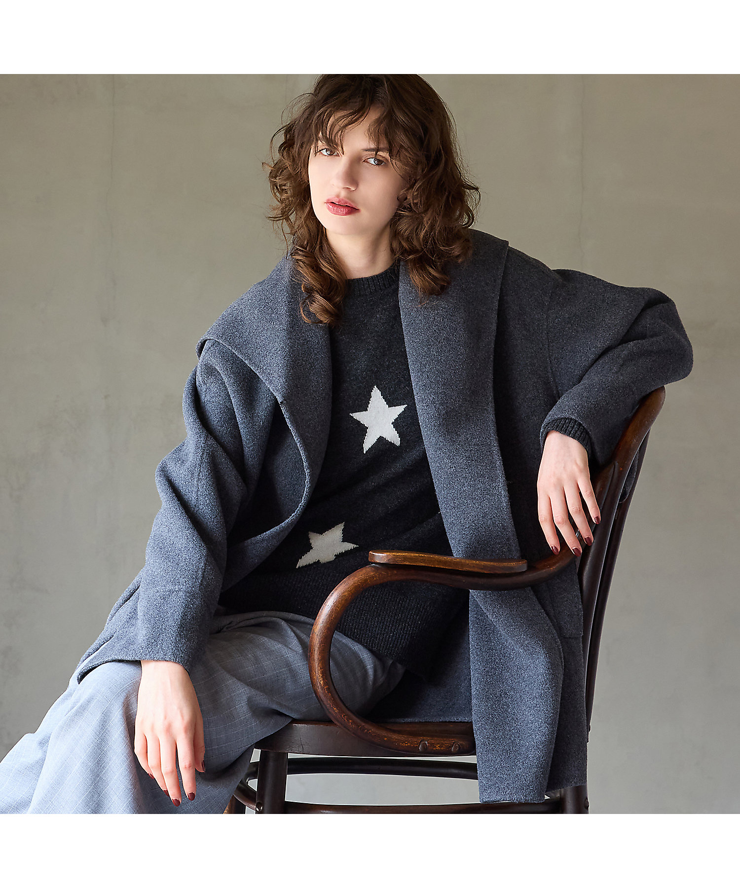 カシミヤブレンド】リバードレープミドルコート（81086501