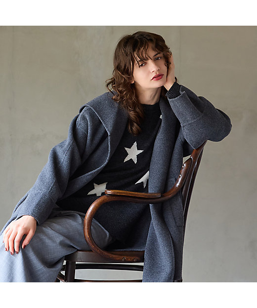 カシミヤブレンド】リバードレープミドルコート（81086501