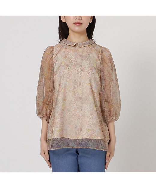 22fabric】ボタニカルフラワー／ 襟付きブラウス