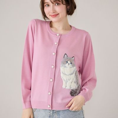 ねこ刺繍ニットカーディガン（82136501） | Rose Tiara (Women