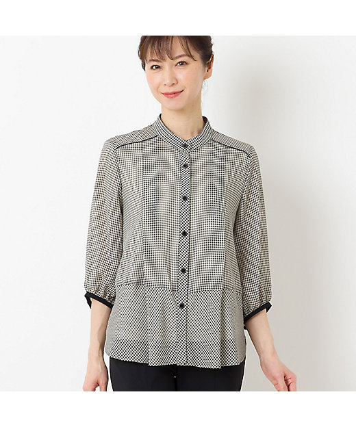 ミニギンガムチェック パフスリーブブラウス（12033431