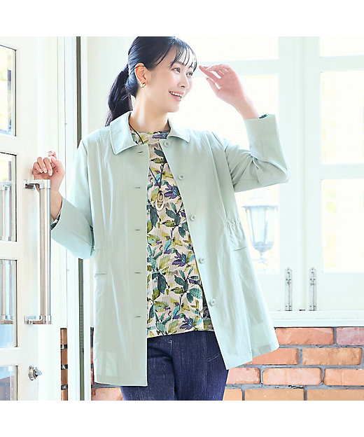 洗える・L～4Lサイズ】ストレッチストライプコート