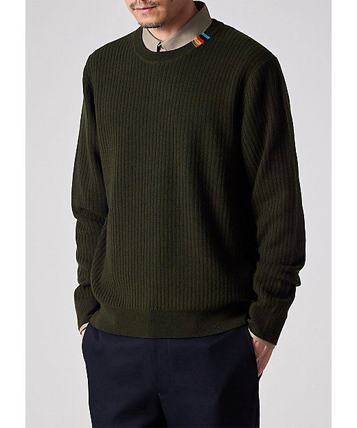 マルチカラーリブ クルーネックニット（253401547Z） | Paul