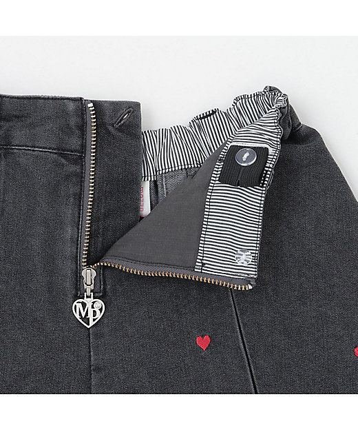 ちび刺しゅうフロントZIP タックキュロットスカート 6061104