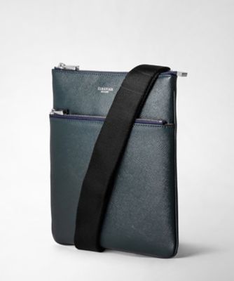 EVOLUZIONEレザー製 フラットメッセンジャーバッグ