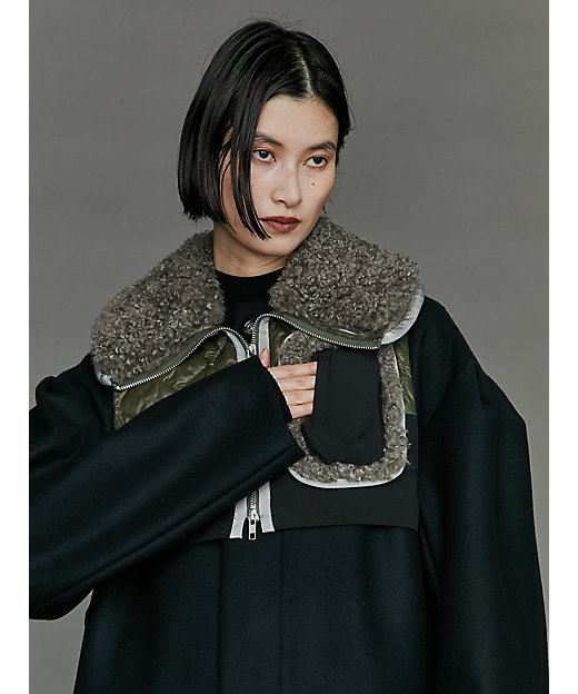 BIG COLLAR FABRIC MIX VEST【セットアップ着用