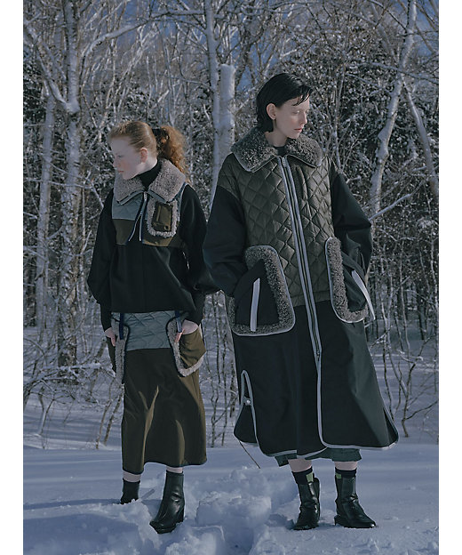 BIG COLLAR FABRIC MIX VEST【セットアップ着用