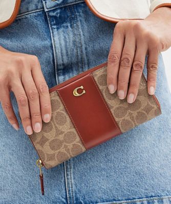 アコーディオン ジップ ウォレット・カラーブロック シグネチャー