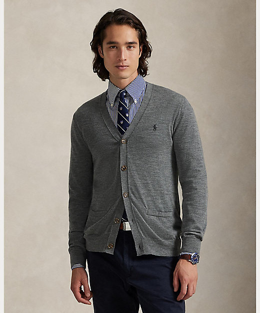 スリム フィット ウォッシャブル ウール Vネック カーディガン