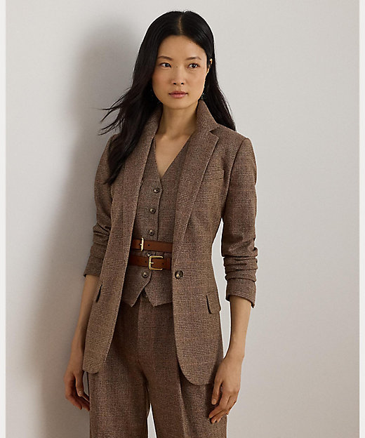 グレン チェック コットンブレンド ブレザー