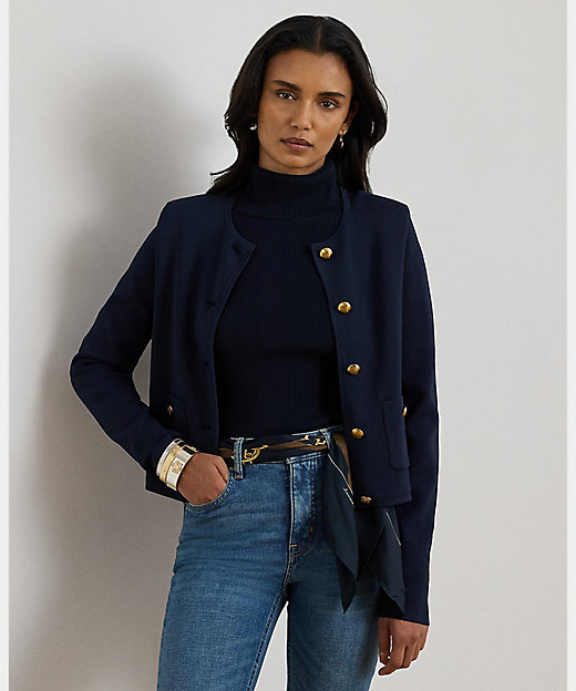 クロップド クルーネック セーター ジャケット