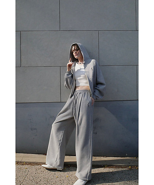 LOGO SWEAT TUCK WIDE PANTS 19110ー