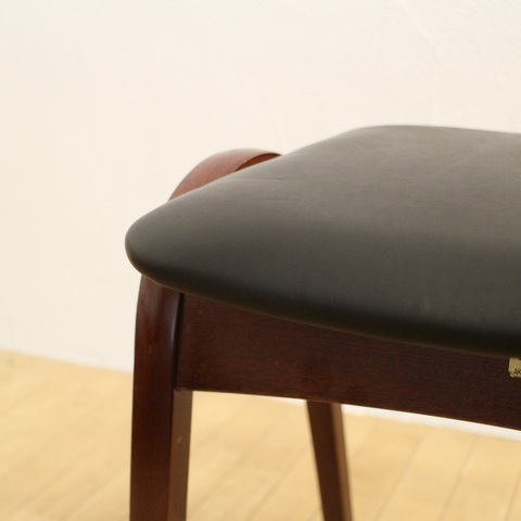 秋田木工 used リメイクチェア スタッキングスツール 本革 黒