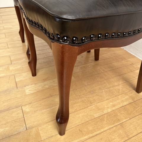 used リメイク マルニ木工 ダイニングチェア2脚セット 合皮レザーこげ