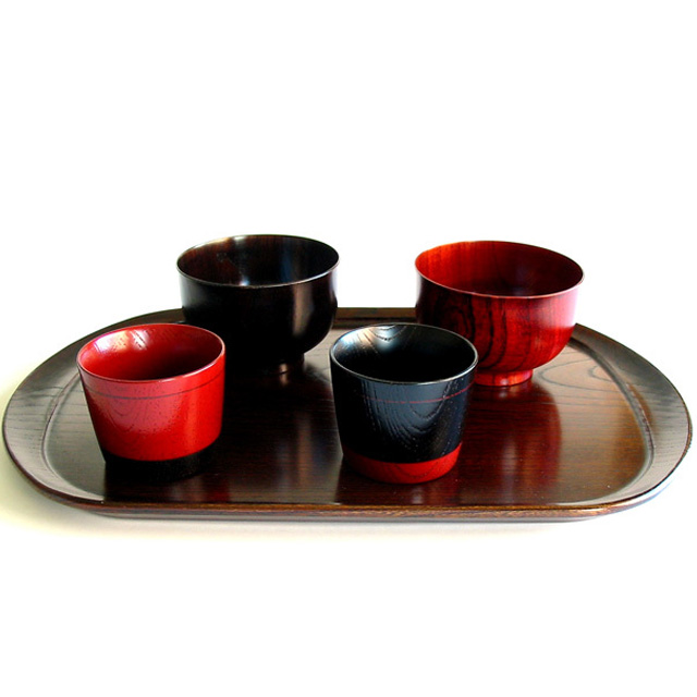 楕円盆 和楽 欅 木製 漆塗り トレー 漆器の井助