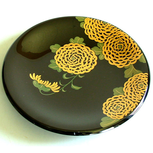 飾り皿 蒔絵 伊藤若冲写し 木製 漆塗り 絵皿 インテリア【製造中止