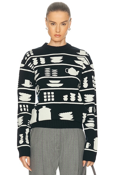 JW Anderson Crockery Jacquard Jumper in Black & White | FWRD