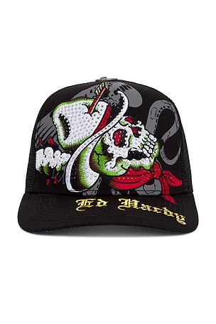 Ed Hardy Cowboy Skull Rhinestone Hat in Black | REVOLVE