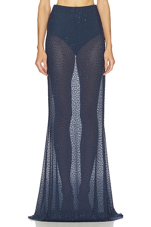 FWRD Renew Fendi Denim Fringe Skirt in Blue | REVOLVE