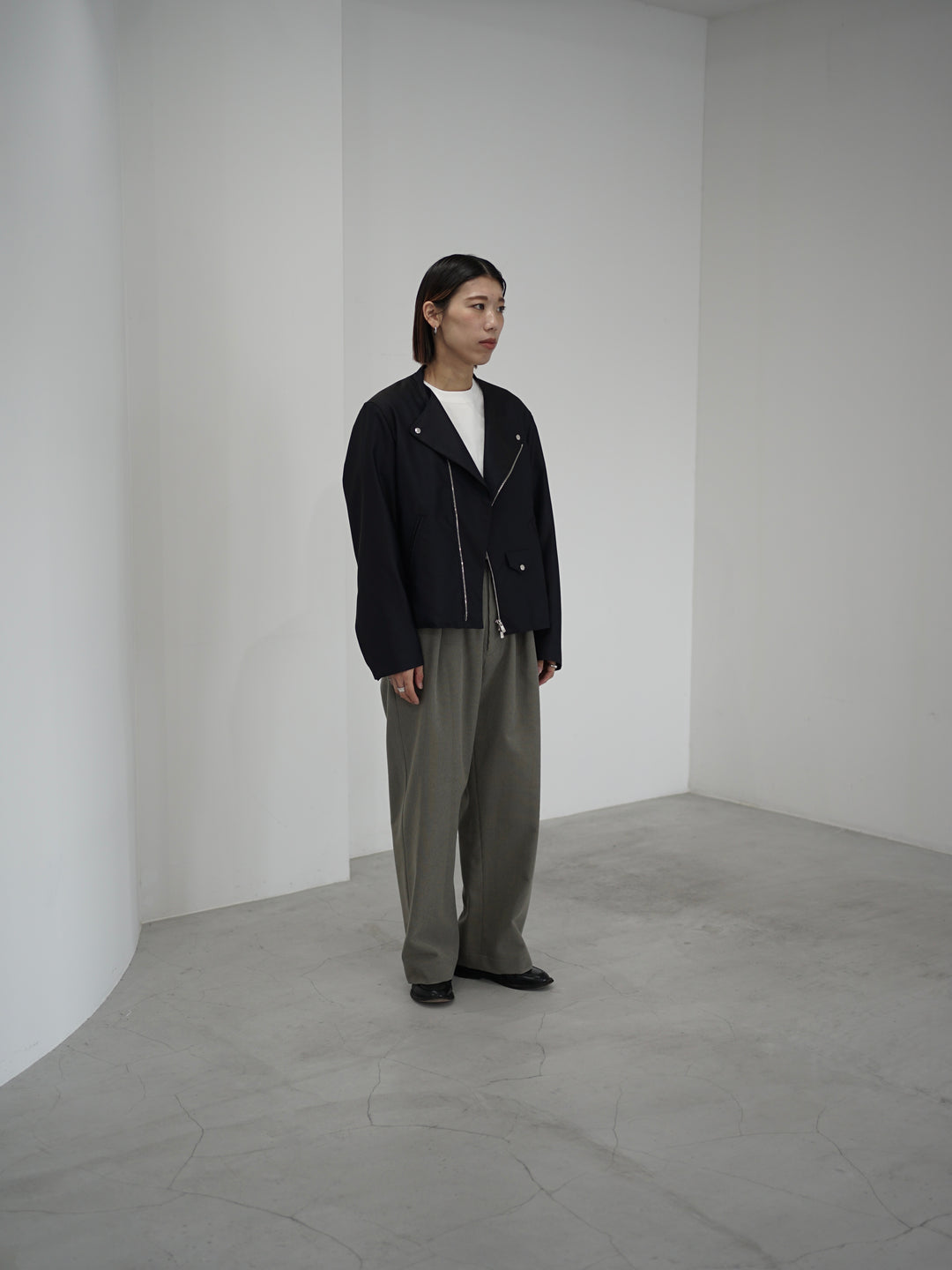 shuttle loom fabric double breasted riders jacket / size2 – itochi